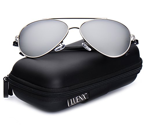 LUENX Sunglasses Large Aviator Polarized for Men Women with Case - 400 UV