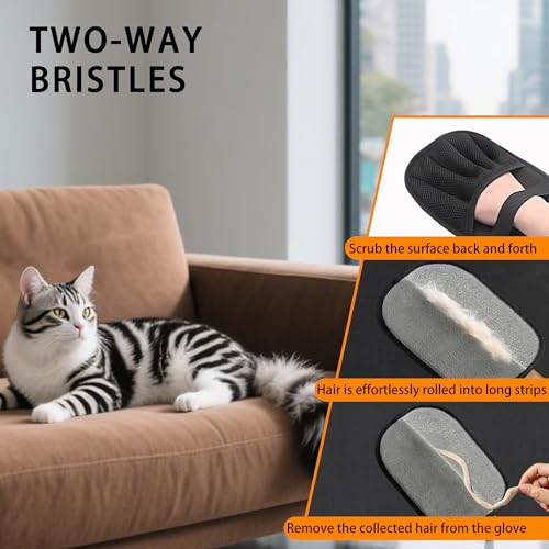 Dreaku Tierhaarentferner Handschuh, Fell Magnet Handschuh, Wiederverwendbare Handschuh Tierhaarentfernung Antistatische für Sofas Kleidung Reinigung Entfernen (2 Stück)