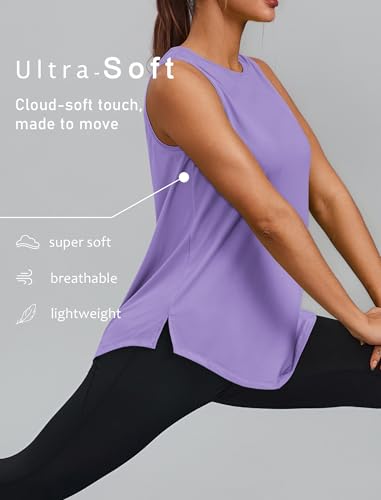 Image of PINSPARK Workout Tank Tops for Women UPF 50+ Side Slits Athletic Gym Shirt