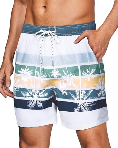 Gleeease 7 Inch Swim Trunks for Men with Mesh Liner Men Swimming Trunks