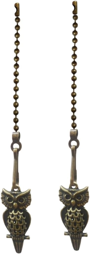 Ceiling Fan Pull Chain Decorative Fan String Pulls Charm Extension 12 Inches Beaded Ball Fan Pull Chains Extender Ornament with Connector for Wall Lamp Owl 2 Pcs