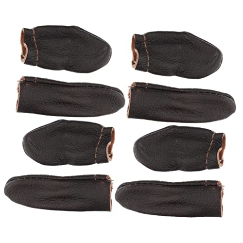 Beatifufu 4Sets Leather Thimble Finger Protector DIY Needle Felting Protective Guards for Hand Sewing and Embroidery Versatile Leather Finger Cover Elegant Design Random Colors