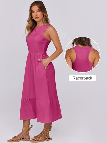 Image of ANRABESS Women Midi Dresses 2026 Summer Casual Sleeveless Sundress High Neck Tank Top Racerback Flowy Beach Dress ＆ Pockets