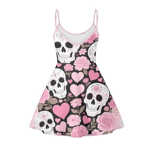 Image of Women's Spaghetti Strap Dress Summer Casual Swing Sundress Girls Beachwear Swing Mini Dress