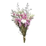 Fenteer Hermoso Ramo de Flores Secas Naturales, Ramo de Flores Naturales, Rosa, Algodón, Eucalipto, Margarita, Tallo de Planta, Manojo de Muebles para El Hoga - Rosa, Individual