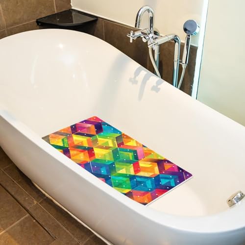 Tapis de bain antidérapant de qualité supérieure Colorful Ice Cube