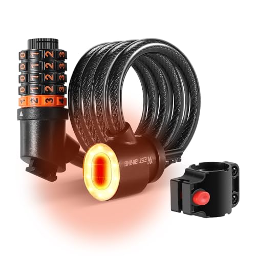 Candado de Bicicleta con Combinación 5 Dígitos y Luz Trasera
