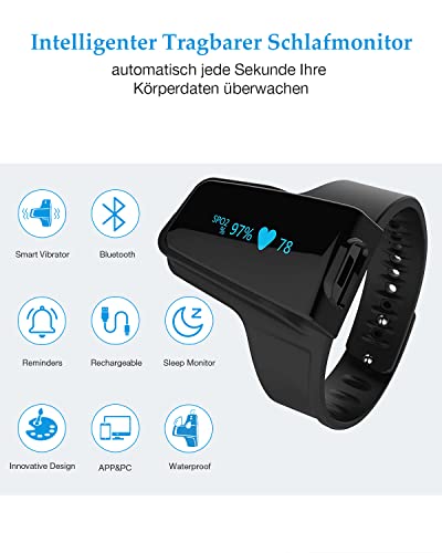 ViATOM Pulsoximeter mit Bluetooth, Sauerstoffsättigung Messgerät Finger und Handgelenk, tragbarer...