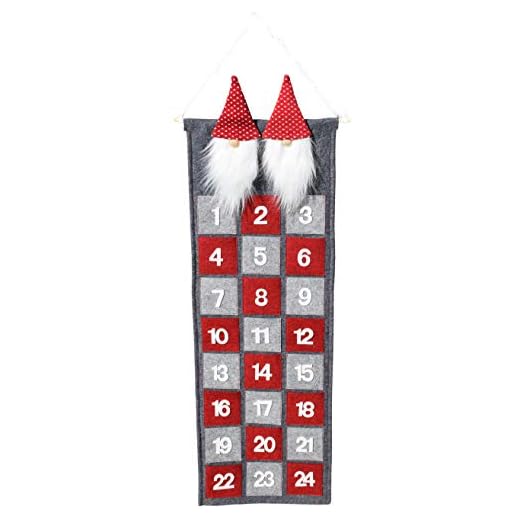 Calendario dell'Avvento da riempire - Calendario dell'Avvento con figure di gnomi - Calendario dell'Avvento da appendere - Calendario di Natale in feltro