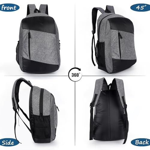 Image of First Look 15L Laptop Backpack for Men & Women with Bottle Pocket | Padded Shoulder Straps, Multi Compartments | Durable Fabric Construction | Ideal for Travel & College Bag | Grey