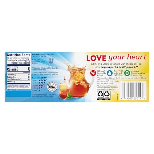 Lipton 41000002557 Cold Brew Family Black Iced Tea Unsweetened Decaffeinated Tea Bags thumb #2