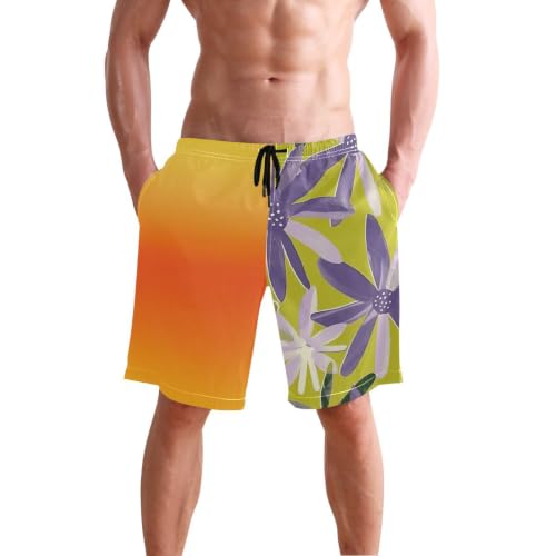 Short de plage d'été pour homme au dégradé orange jaune exclusif
