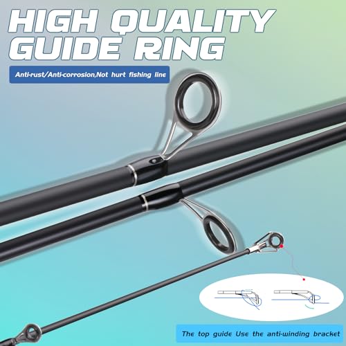 Image of Sougayilang Fishing Rod, Composite Glass & Carbon Fiber Blanks Spinning Rod and Casting Rod, 2Pc Fishing Pole with EVA Handle-Gray-1.8m-Spinning