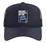 Proud Grandpa of an Autistic Grandson Shirt Support Autism Trucker Hat with Adjustable Mesh Back, Navy Blue