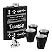 Fiaschetta nera in metallo - 200ml - 4 bicchieri e mini imbuto - incisione personalizzata - in acciaio inossidabile - dimensioni 15,5cm x 9,5cm - pensiero per uomo - miscela riscaldante