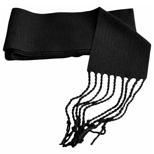 Genérico Fajines con Flecos para Traje Regional para Adulto y Niños, 50% Algodón 50% Acrílico, Fajas Fiestas, Peñas, Trajes Festivos, Disfraces, Carnaval (Negro, 12 x 240 cm (Adulto))