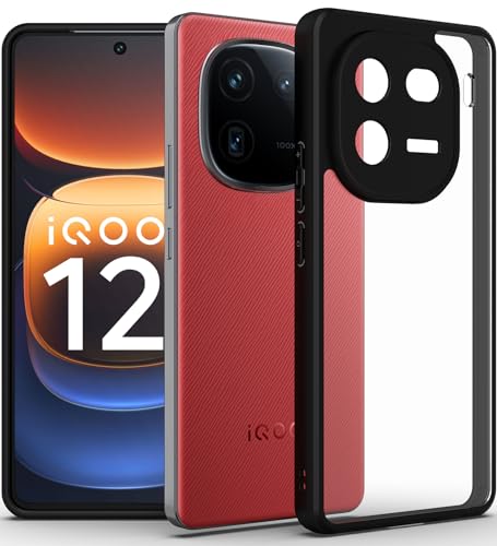 Image of KAPAVER Hybrid Back Cover Case Compatible with iQOO 12 5G (PC+TPU) (Black)