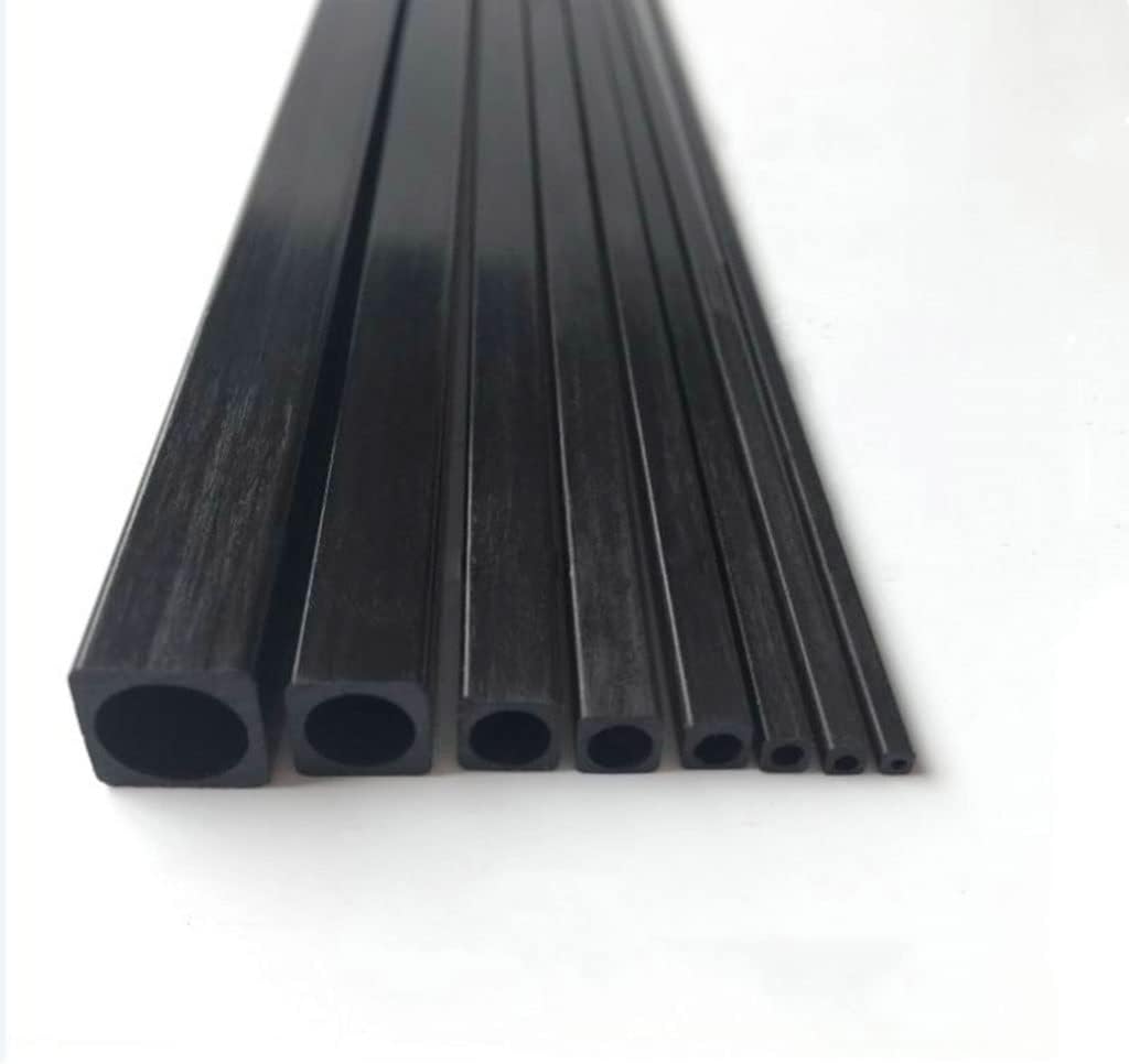 4pcs Carbon Fiber Square Tube High Strength Length 500mm, 99% Carbon Fiber Carbon Vinyl Wrap(Size:8x8x6.5mm)