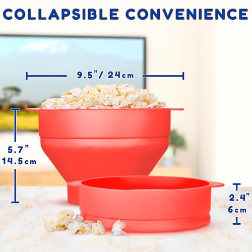 EcoEarth Microwave Popcorn Maker (Red Pepper) - Collapsible Food-Grade Silicone Popcorn Popper Bowl w/Lid - Hot Air Popper at Home for Family Movie Nights - BPA-Free & Dishwasher Safe by EcoEarth - Image 4