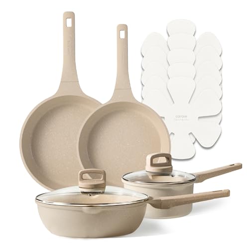 Image of CAROTE Pots and Pans Set Nonstick, Cookware Set Non Stick, Induction Cookware Sets, Kitchen Cooking Set with Stay-Cool Handles, 10 Piece