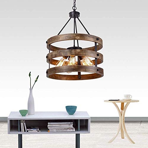 Lámpara de madera de cinco cabezas E27 para iluminar estancias oscuras con estilo 3