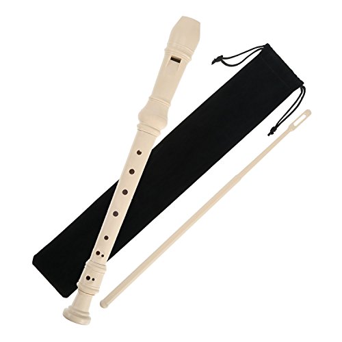 Pangda Descant Soprano Recorder German Style 8 Hole with Cleaning Rod, Black Storage Bag (Ivory White)