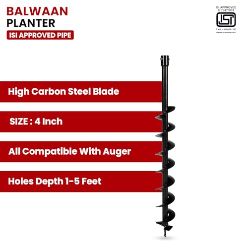 Image of Balwaan Tree Drill Planter 4 inch /10 cm /101 mm /Post Hole Digger Planter /Spiral (Drill Planter) of Planter (4 Inch Planter) | Attachment of Tree Planter (BE-63) | PT-4