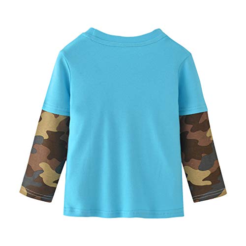 Warmbaby Construction Clothes Kid Boy Long Sleeve Shirts Truck Blue Size 5 #TOP1