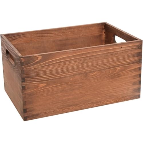 PANJIE木箱収納 収納ボックス 天然木製 収納ケース おしゃれ 小物収納 ワイン木箱 本箱 キューブ 完成品 ナチュラル 木の色 (L 30*20*15cm,ブラウン)