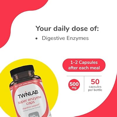 Twinlab Super Enzyme Caps - Constipation Supplement with Digestive Enzymes - 50 Capsules