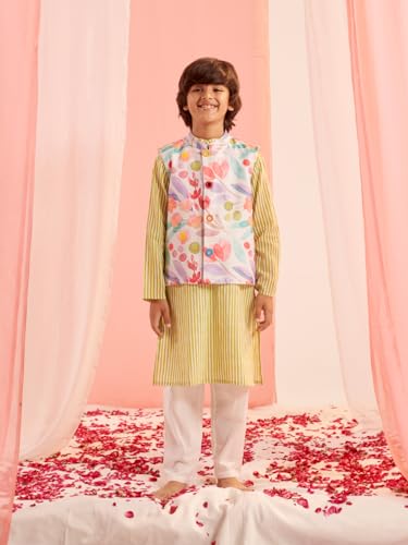 Pspeaches Boys Striped Regular Kurta With Pyjamas (6-7Years)