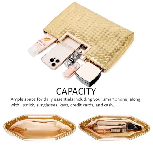 Image of DETARA Clutch Purses for Women Cut Out Handle Clutch PU Leather Evening Bag Elegant Purse for Women Formal Wedding Party