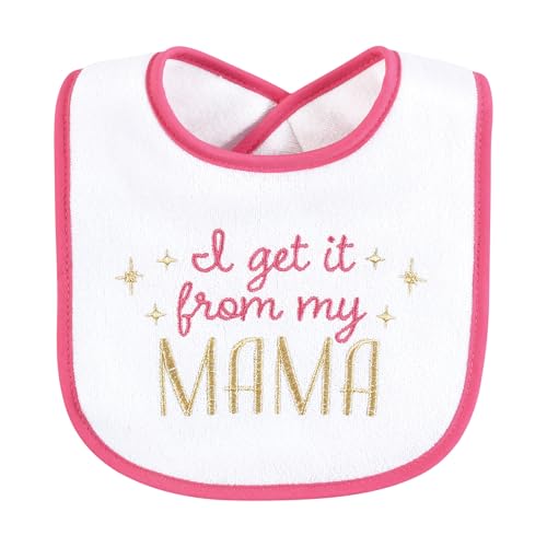 Image of Hudson Baby Infant Girl Cotton Terry Drooler Bibs with Fiber Filling, My Mama, One Size