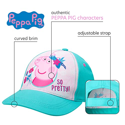 Hasbro Peppa Pig Baseball Cap – Girls Peppa Pig Curved Brim Snap-Back Hat (2 Pack), Size Age 2-4, Pink/Teal2
