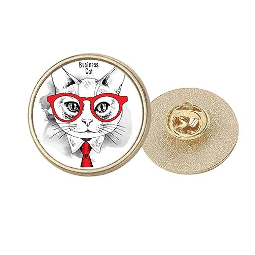 Broche chat ronde en métal doré aux finitions soignées taille M