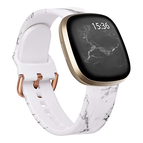 KOREDA Sport Band Compatible with Fitbit Versa 3/Fitbit Sense, Floral Silicone Printed Fadeless Pattern Replacement Band Strap for Versa 3/Sense Smart Watch (Marble) KOREDA Sport Band Compatible with Fitbit Versa 3/Fitbit Sense, Floral Silicone Printed Fadeless Pattern Replacement Band Strap for Versa 3/Sense Smart Watch (Marble)