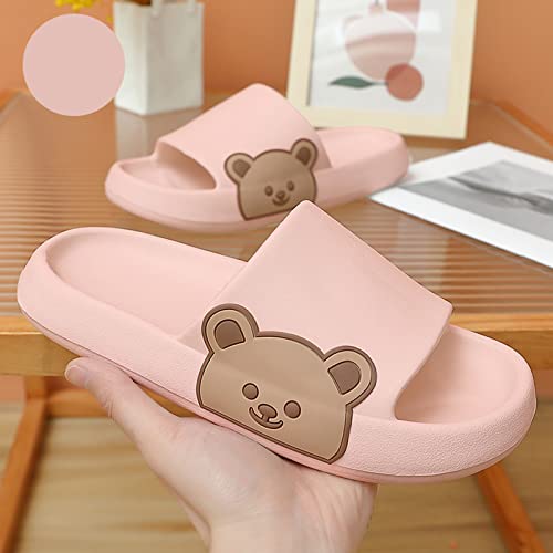 oiangi Couple Indoor Cute Eva Slippers Non-Slip Platform Slippers for Men and Women Bear Pattern Bathroom Household Slip-on Sandals2