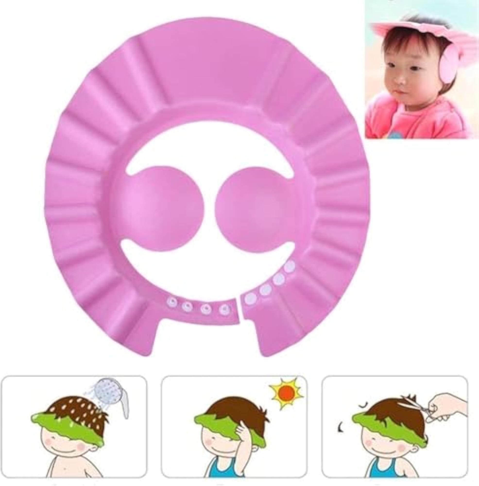 Child Bath Shower Cap, Adjustable Silicone Visor Hat