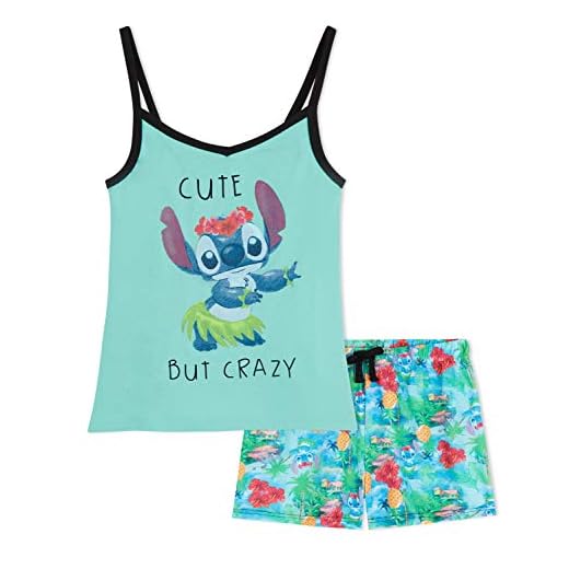Disney Pyjama Fille Stitch - Pyjama Short Fille 5-14 Ans Lilo et Stitch (11-12 Ans, Bleu)