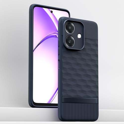 Image of Pikkme Back Cover for Realme C61 / Realme Narzo N61 Camera Protection 3D Hexa Cube Design Silicone Protective Bumper Case (Blue)