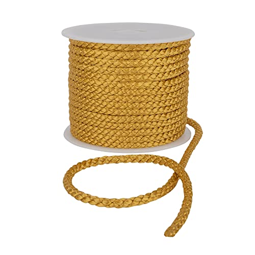 Discount Fabrics Crepe Cord - 6mm Premium Cotton Rope, Strong Macrame for DIY Craft Projects, Piping Cushions, Nylon Drawstring Cord, Durable & Multi-Purpose String (Dark Gold,1m)