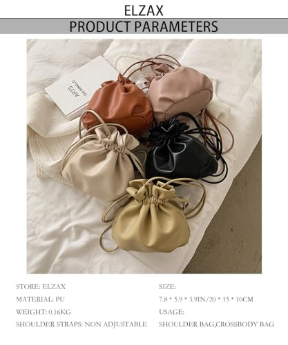 Oanexx Small Leather Drawstring Bucket Bag Hobo Bucket Bags And Purses Crossbody Bucket Satchel Bag Soft Drawstring Purse thumb #5
