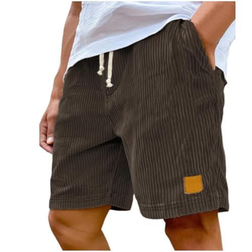 Xiaojmake Corduroy Shorts for Men Drawstring Casual Short Elastic Waist Summer Cozy Loose Fit Beach Shorts