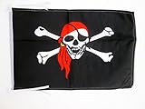 AZ FLAG Bandera Pirata con Bandana Rojo 45x30cm - BANDERINA con Calavera 30 x 45 cm cordeles
