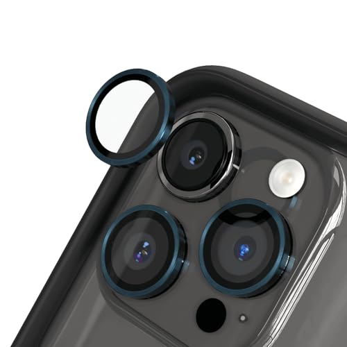 RhinoShield 9H Tempered Glass Kameraprotektoren, kompatibel mit [iPhone 15 Pro / 15 Pro Max] | Stoß- und Kratzfest, hohe Klarheit, explosionssicheren Schutz, Anti-Beschlag-Technologie - Blau