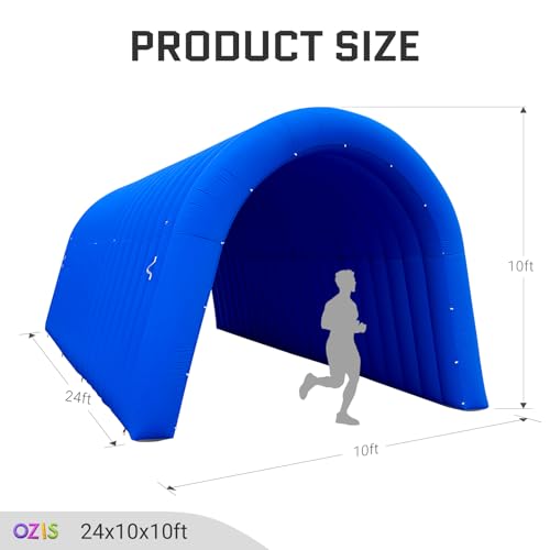 Image of OZIS 24FT Inflatable Tunnel Sports Entrance with Installed Blower Inflatable Tunnel Tent for Business Advertising Event Exhibition Promotion,Street,Shop,Supermarket,School(Blue, 24x10x10Ft)