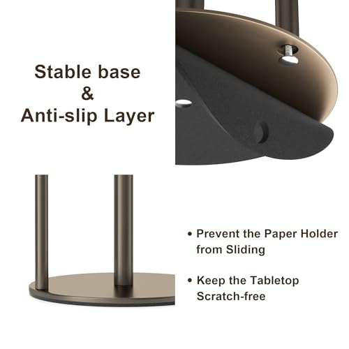 Image of Bronze Kitchen Paper Holder, Oil Rubbed Bronze Paper Towel Holder, Kitchen Roll Organizer, Countertop Roll Dispenser with Weighted Base