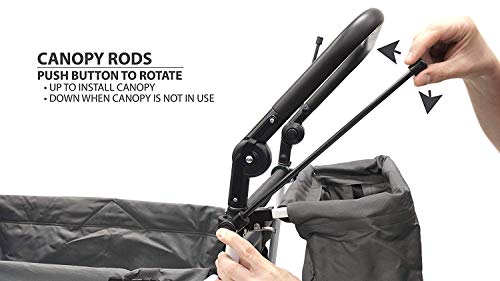 Creative Outdoor Push Pull Folding Wagon For Cargo | Beach Park Garden Sports & Camping | Black With Canopy #TOP7