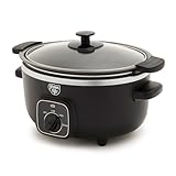 GreenLife 3.5QT Slow Cooker, Non-Toxic PFAS-Free Ceramic Nonstick Removable Interior Bowl, Programmable, Keep Warm, Stovetop & Oven Safe, Dishwasher Safe Parts, Glass Lid, Black