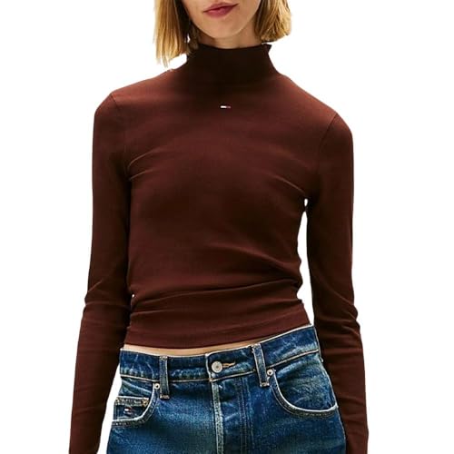 Tommy Hilfiger - Camiseta para mujer, color marrón, marrón, S